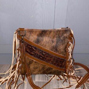 Brand New Cowhide and Leather Dancing Cactus Wynonia Handbag
